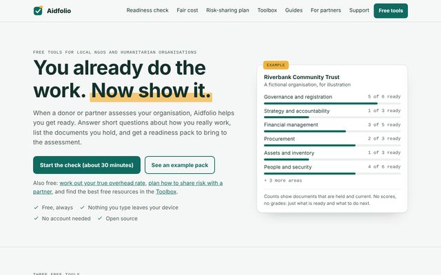 Screenshot of Aidfolio